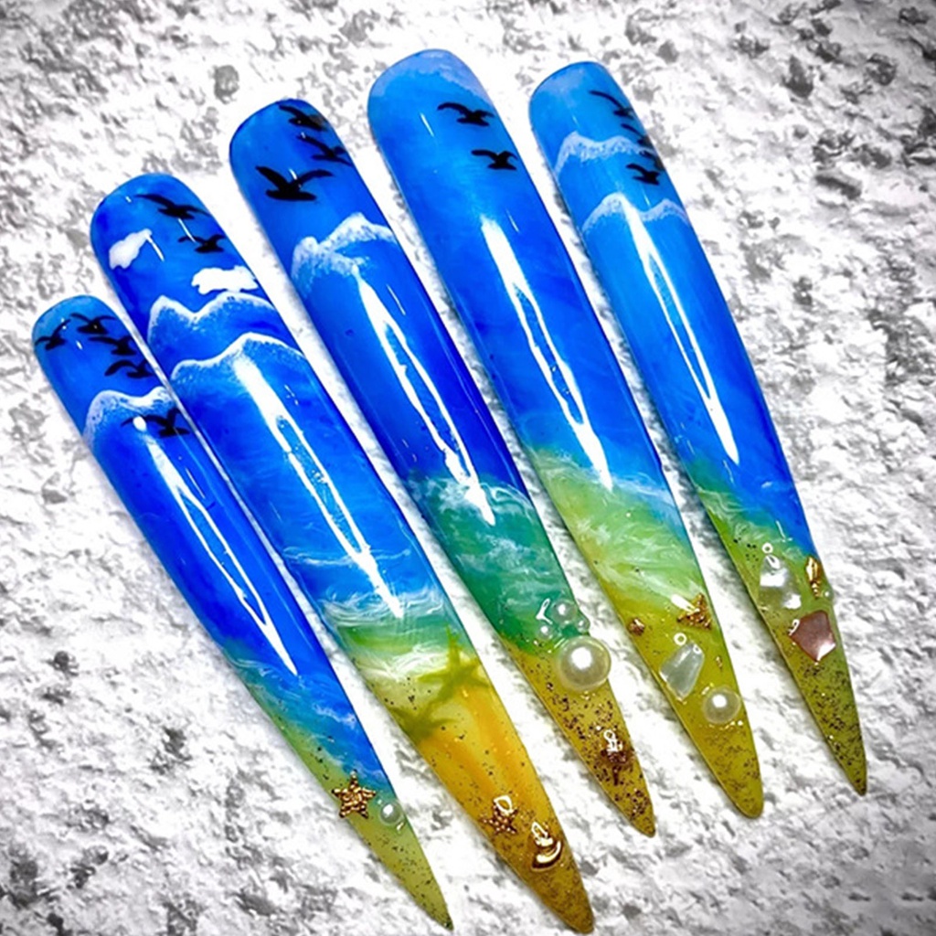 Bộ 10 Móng Tay Giả Hình Chữ V Siêu Dài Dùng Cho Salon Làm Móng DIY