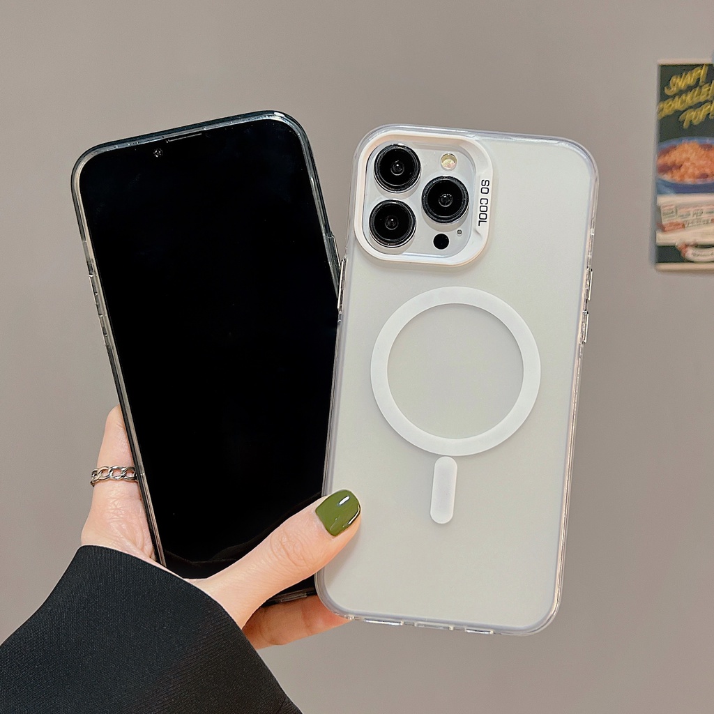 Ốp Điện Thoại Imd tpu Mềm Trong Suốt Hai Mặt Hít Nam Châm Chống Va Chạm Chống Sốc Cho iPhone 13 14 Pro Max