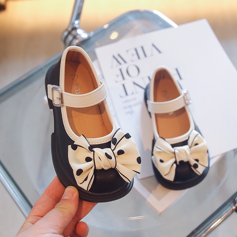 SIÊU HOT 2023_Giày Búp Bê Gắn Nơ Cho Bé Gái Phong Cách Hàn Quốc Chất Da Đế Mềm 1 - 10 tuổi