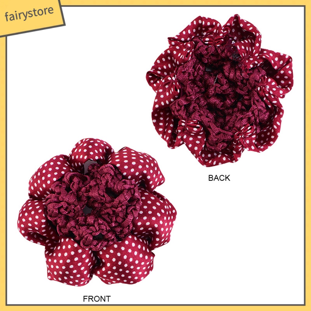 [FRO] Lưới Buộc Tóc Mềm Mại Co Giãn Cao In Họa Tiết Chấm Bi Màu Tương Phản Nhẹ Nhàng Dành Cho Nữ