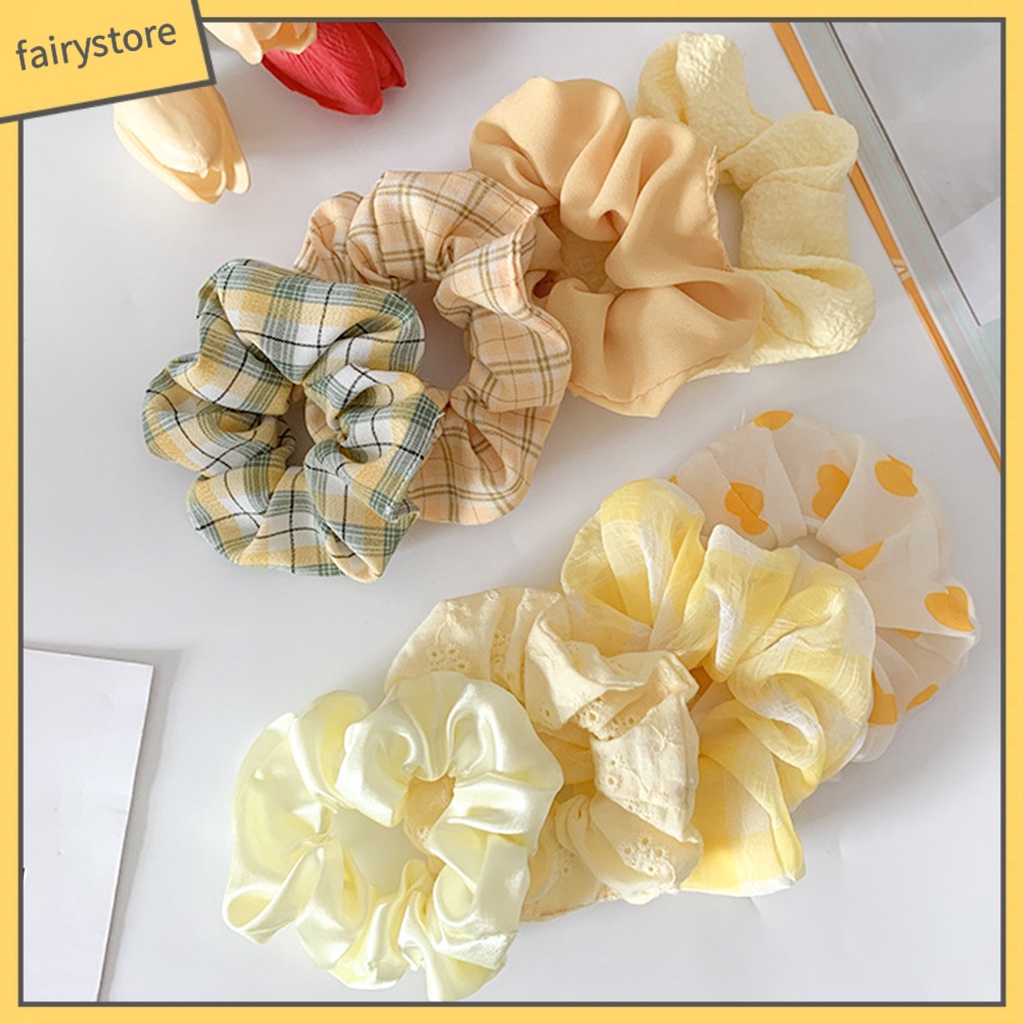 Dây Buộc Tóc Co Giãn Chống Trượt Chống Rơi In Họa Tiết Hoa Xinh Xắn Cho Nữ