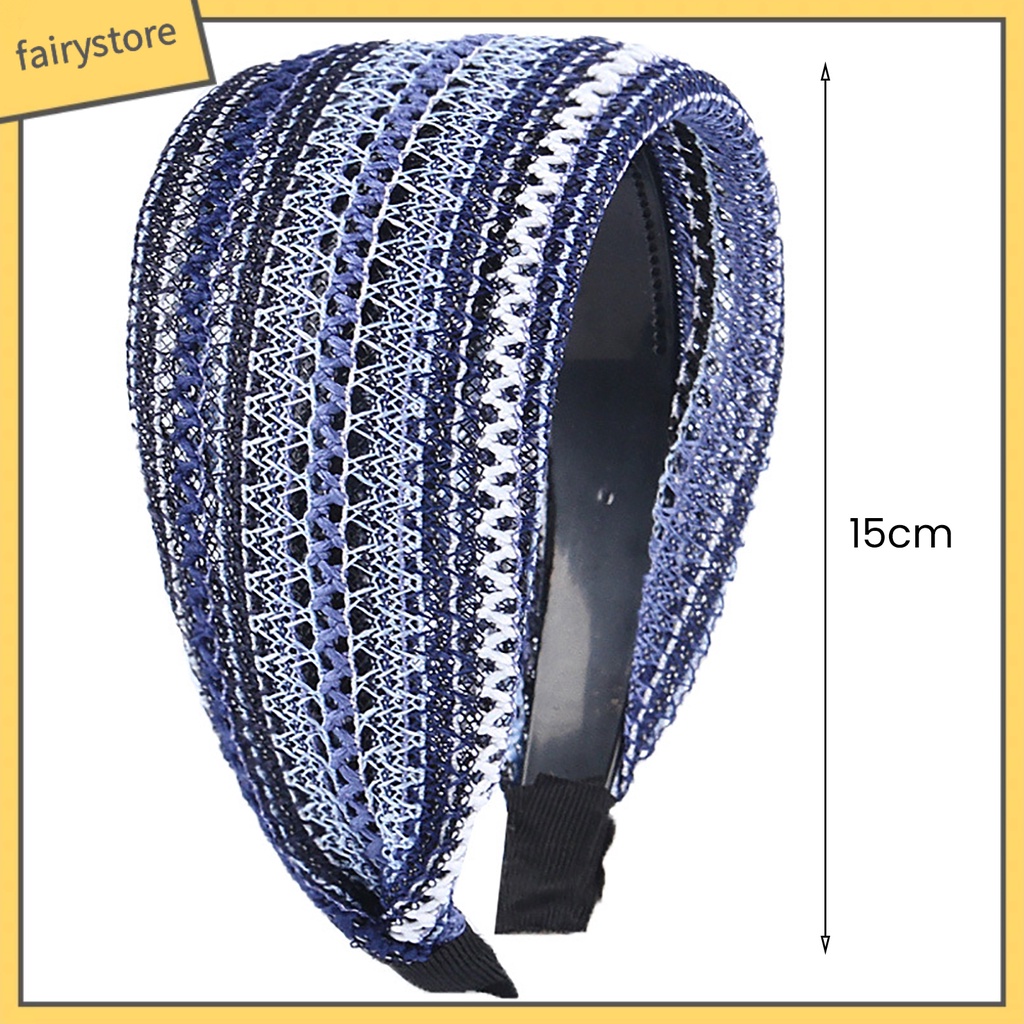 Băng Đô Cài Tóc Phối Lưới Thoáng Khí Chống Trượt Màu Sắc Retro Cho Nữ