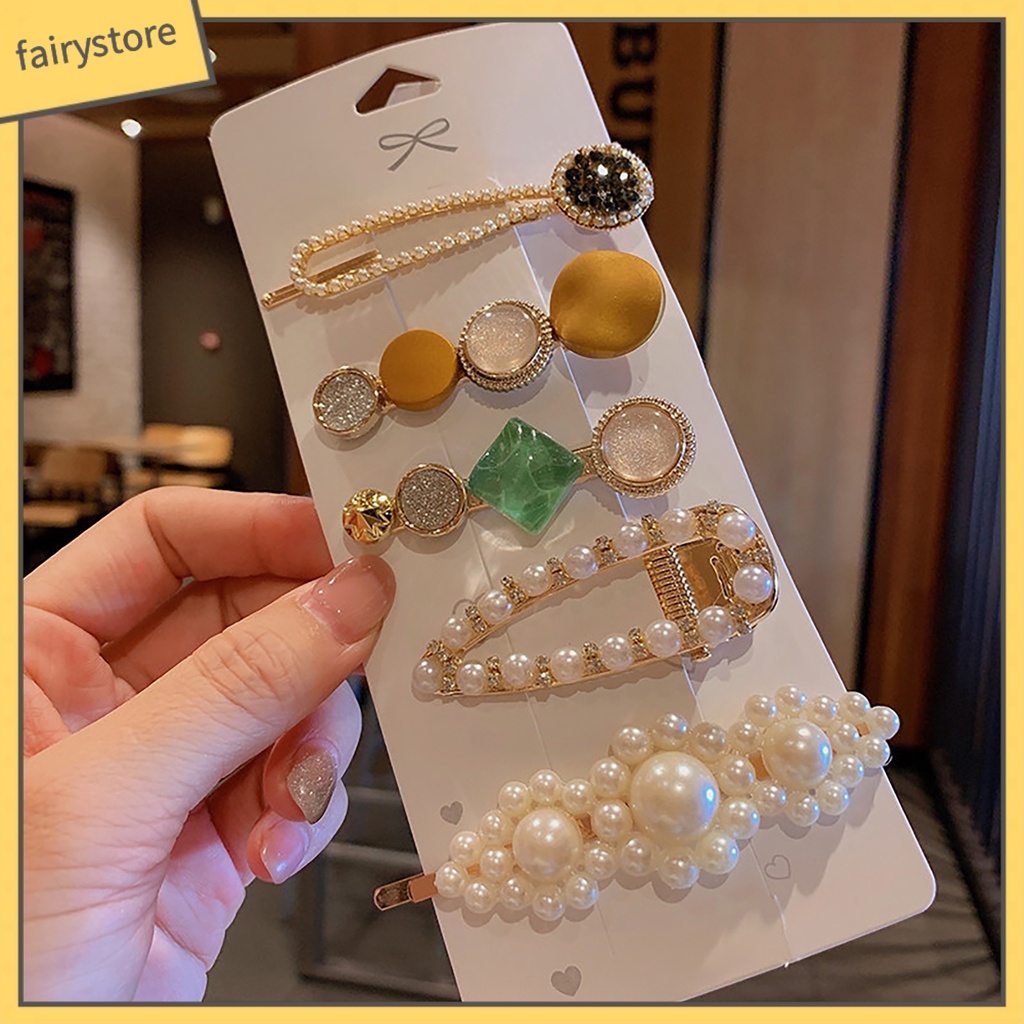 Kẹp Tóc Đính Đá / Ngọc Trai Giả Lấp Lánh Nhiều Kiểu Dáng Thanh Lịch