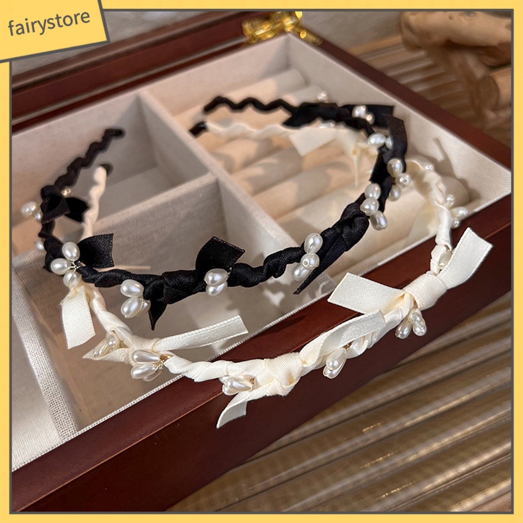 Băng Đô Cài Tóc Đính Ngọc Trai Nhân Tạo Chống Trượt Cho Nữ