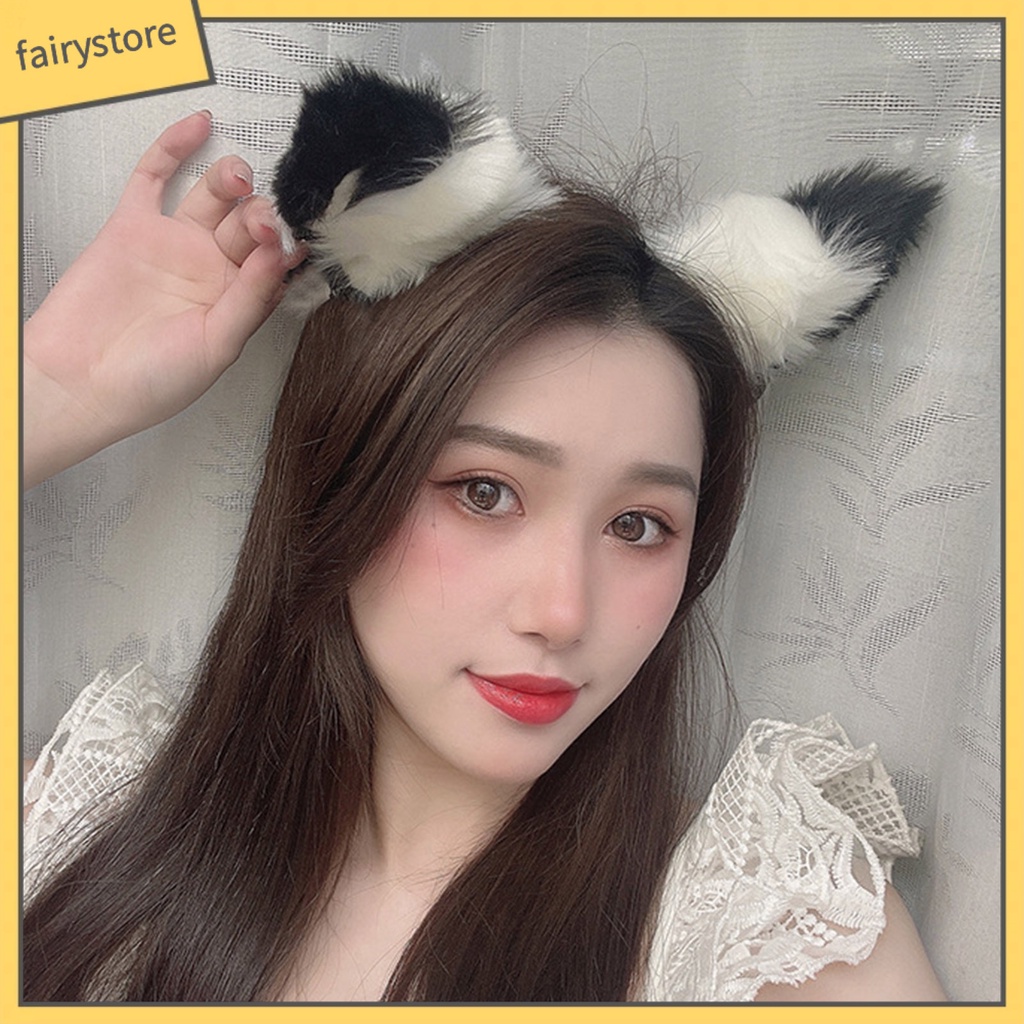 Băng Đô Tai Mèo Bông Chống Trượt Hóa Trang Lolita Dễ Thương Cho Nữ