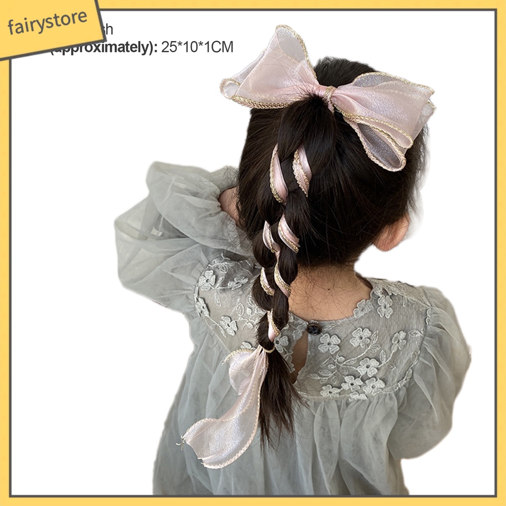 Kẹp Tóc Đính Nơ Lưới Ruy Băng Dài Phong Cách Hàn Quốc Cho Nữ