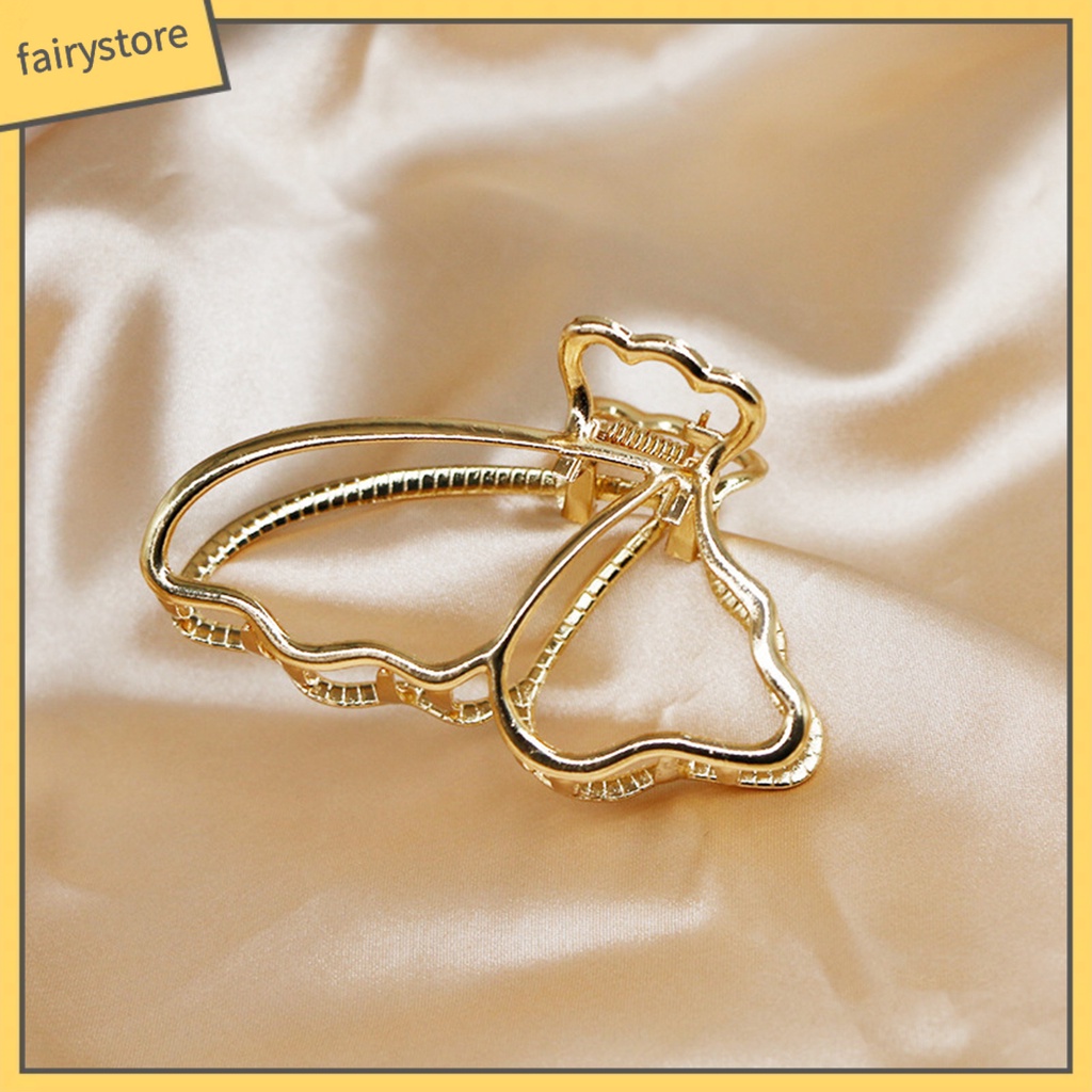 Kẹp Tóc Càng Cua Tạo Kiểu Răng Chéo Mạ Điện Chống Trượt Màu Trơn Trang Trí Hình Bướm Dành Cho Bạn Nữ