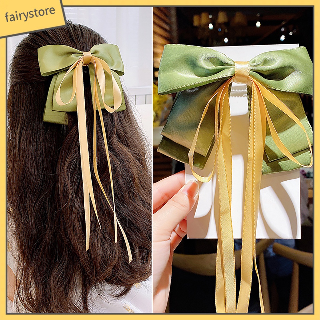Kẹp Tóc Nơ Ruy Băng Dài Co Giãn Ngọt Ngào Cho Nữ