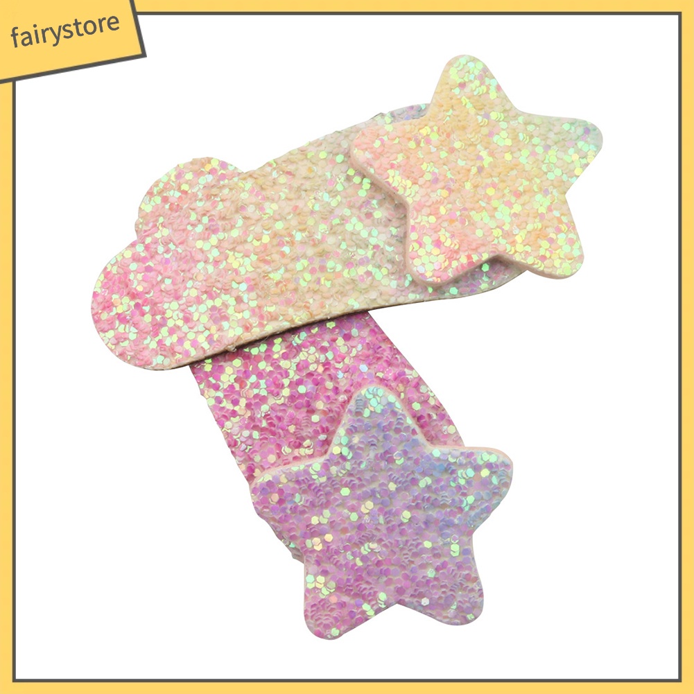 Set 4 Kẹp Tóc Hình Ngôi Sao / Giọt Nước Lấp Lánh Cho Bé Gái