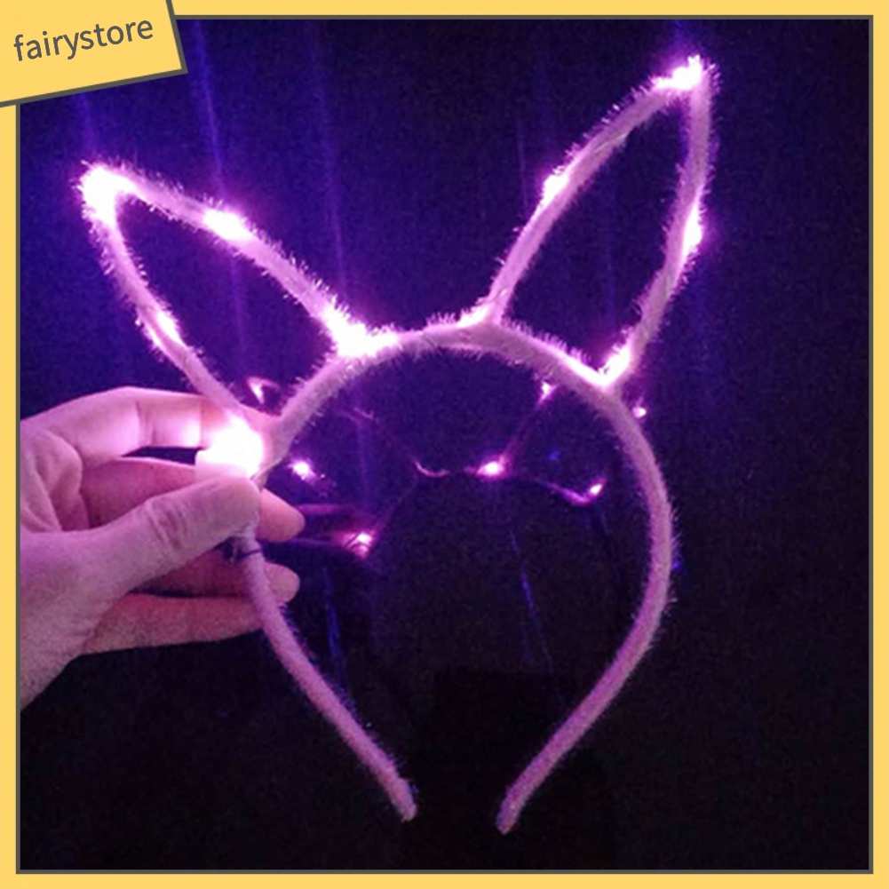 Băng Đô Tai Thỏ Hoạt Hình Có Đèn Led Cho Bé