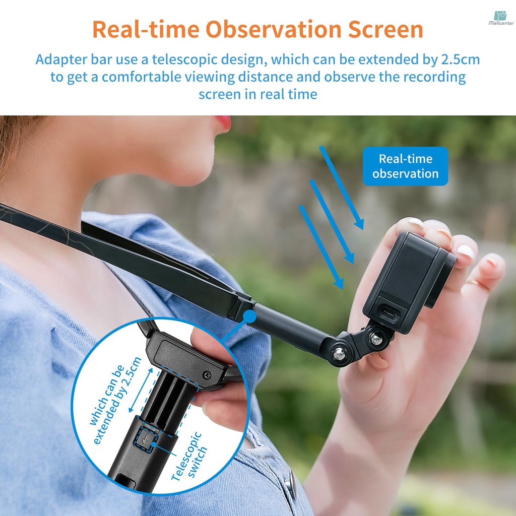 TELESIN GP-HNB-U1 Sports Camera Smartphone Selfie Neck Holder Mount with Phone Clamp Replacement for   11/10/9/8 iPhone 13/12/11 Video Recording Accessories