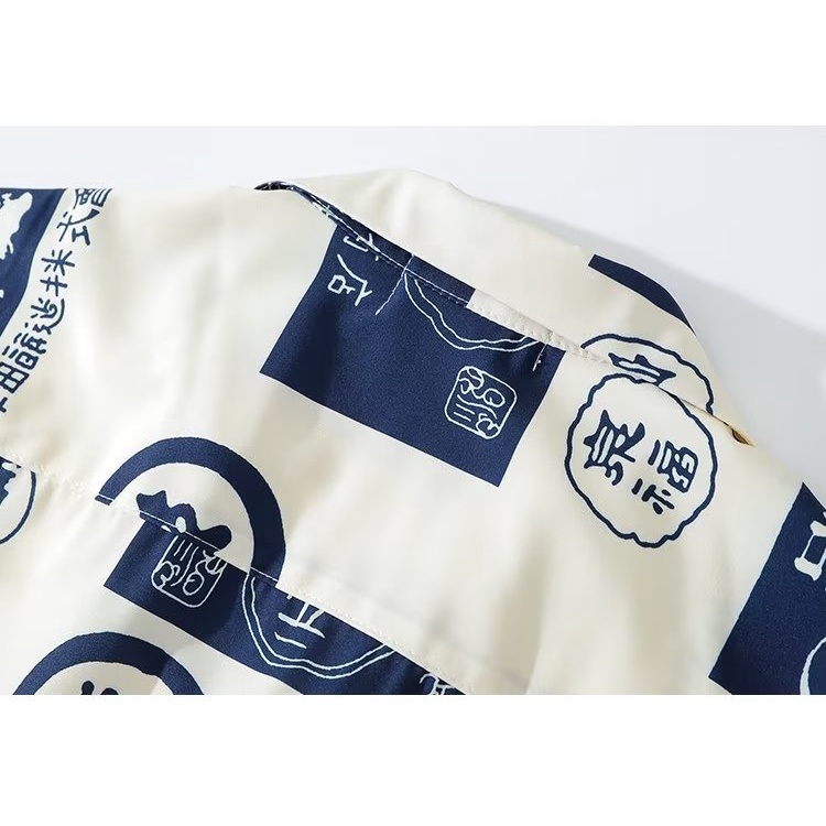 Áo Sơ Mi Dáng Rộng In Họa Tiết Toàn Bộ Sáng Tạo Theo Phong Cách Retro