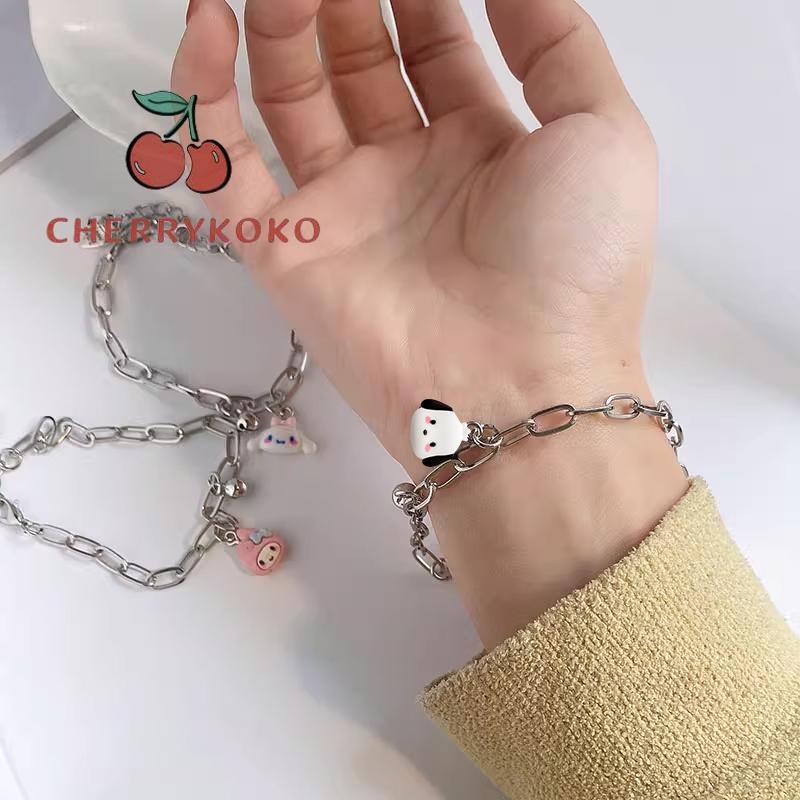 🍒🍒CHERRYKOKO Vòng Tay Cặp Đôi Hoạt Hình Sanrio Melody Chuông Hoạt Hình Dễ Thương Cho Nữ Sinh