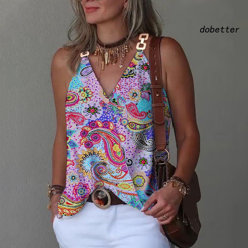 Áo Sát Nách Cổ Chữ V Dáng Rộng In Họa Tiết Bướm Nhiều Màu Sắc Thời Trang Mùa Hè Cho Nữ