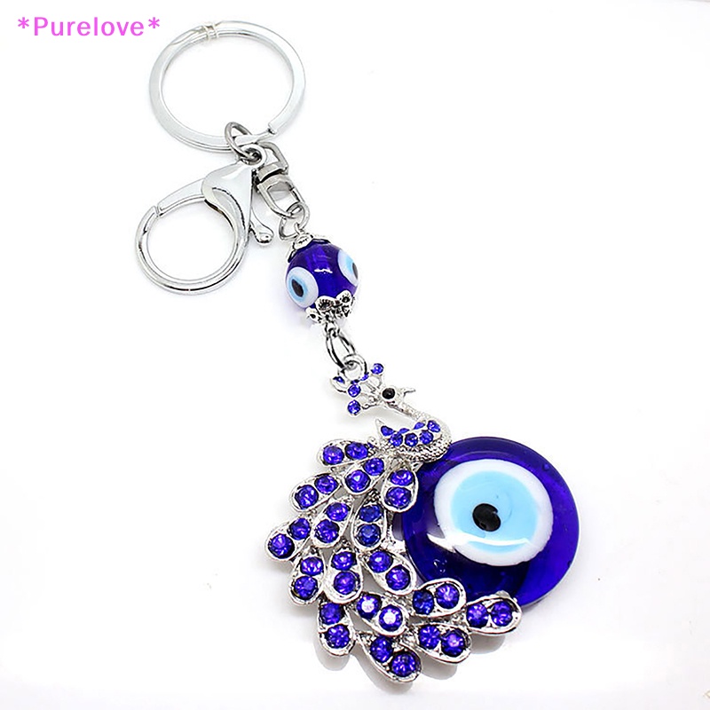 Móc Khóa Hình Chim Công Đính Pha Lê Xanh Dương Sáng Tạo Dành Cho Nữ Mới