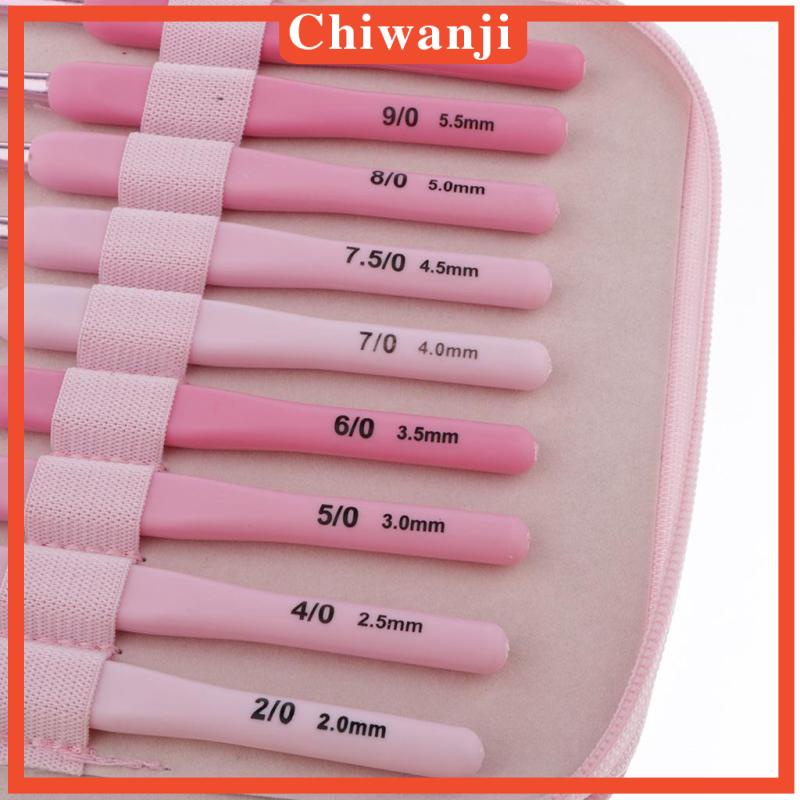 [Chiwanji] Set 9 Kim Móc Len Kèm Hộp Đựng Màu Hồng Kích Thước 2mm-6mm