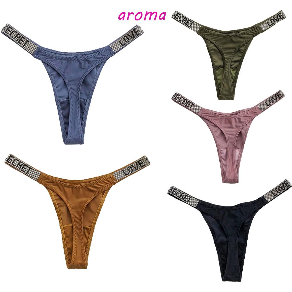 AROMA Quần Lót Đính Đá Kim Cương Giả Kiểu Dáng Thể Thao Cho Nữ