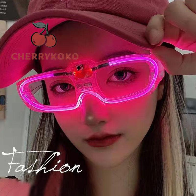 🍒🍒CHERRYKOKO Kính Mát Gắn Đèn Led Phát Sáng Nhiều Màu Sắc Vui Nhộn