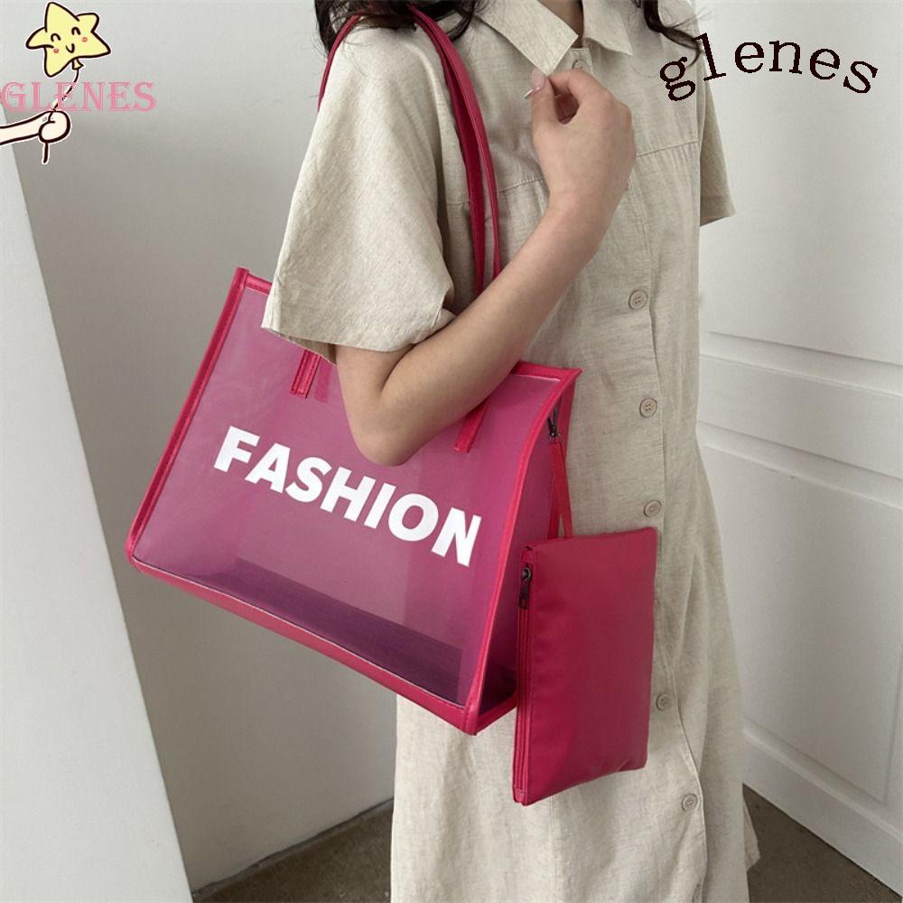 Túi Xách Da PU Trong Suốt In Chữ Balenciages Thời Trang Đường Phố Cá Tính