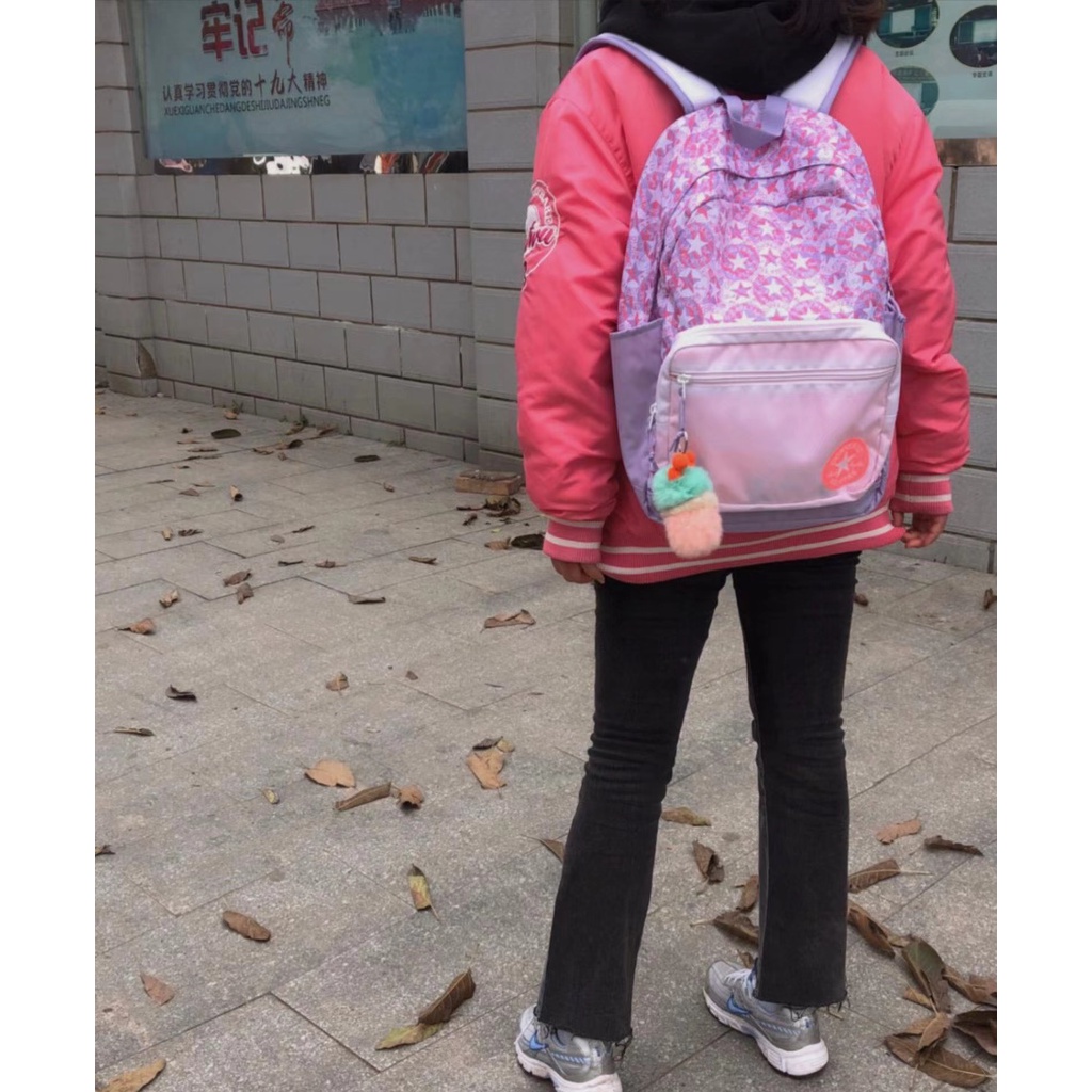 Balo Converse Màu Hồng / Tím In Logo Trái Tim Dung Tích Lớn Cho Nam Và Nữ 1066