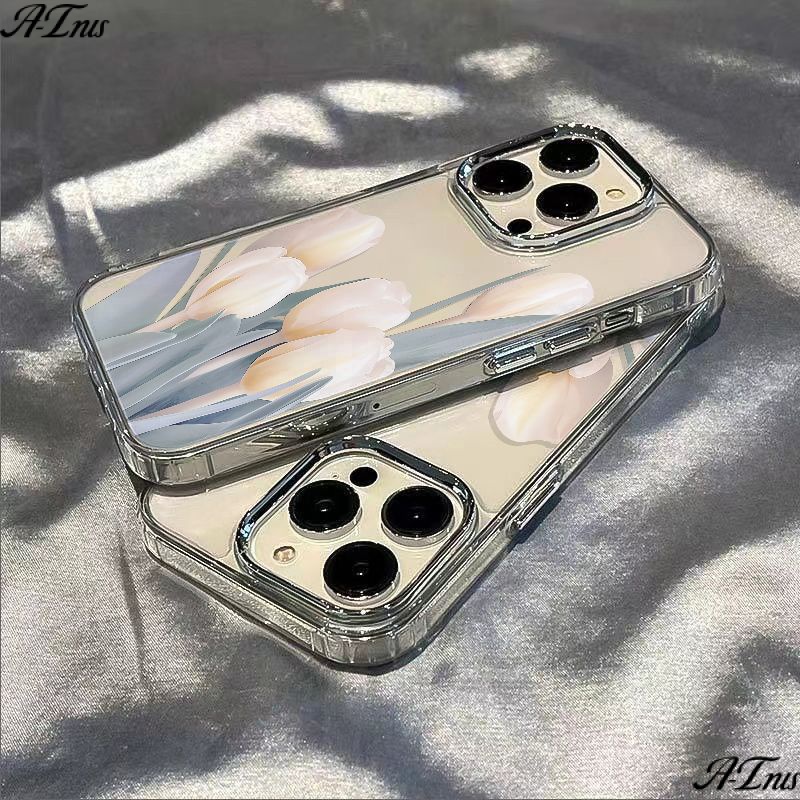 ✅Ốp Điện Thoại Mềm Chống Sốc Hình Hoa Tulip Cho Iphone127 13 plus14pro 11 / 8 D2O9