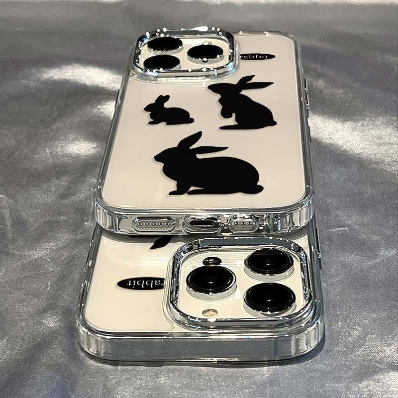 ✅Ốp Điện Thoại Dẻo Họa Tiết Chú Thỏ Đen Dễ Thương Chống Sốc Cho Iphone118 713In / 14proiPhone12plus