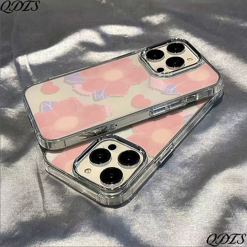 ✅Ốp Điện Thoại Mềm Chống Sốc In Hình Hoa 13In Màu Hồng Đơn Giản Cho Apple plus 14pro 8711iPhone12max