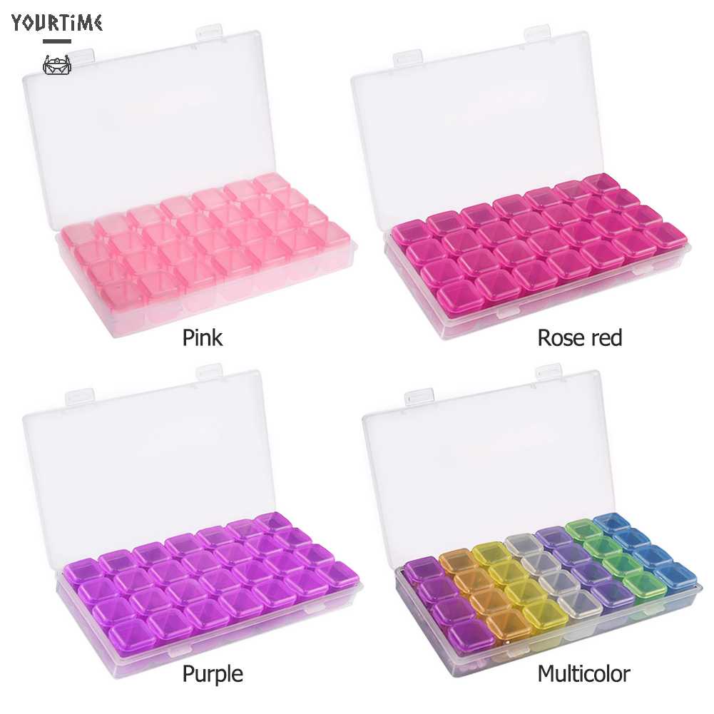 Hộp Nhựa 28 Ngăn Đựng Trang Sức / Phụ Kiện Làm Móng Nghệ Thuật