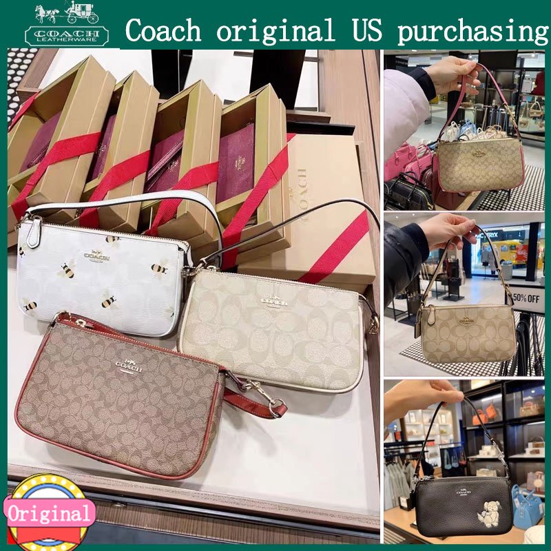 Coach f36674 top handle pouch in signature women handbag crossbody sling shoulder mahjong bag