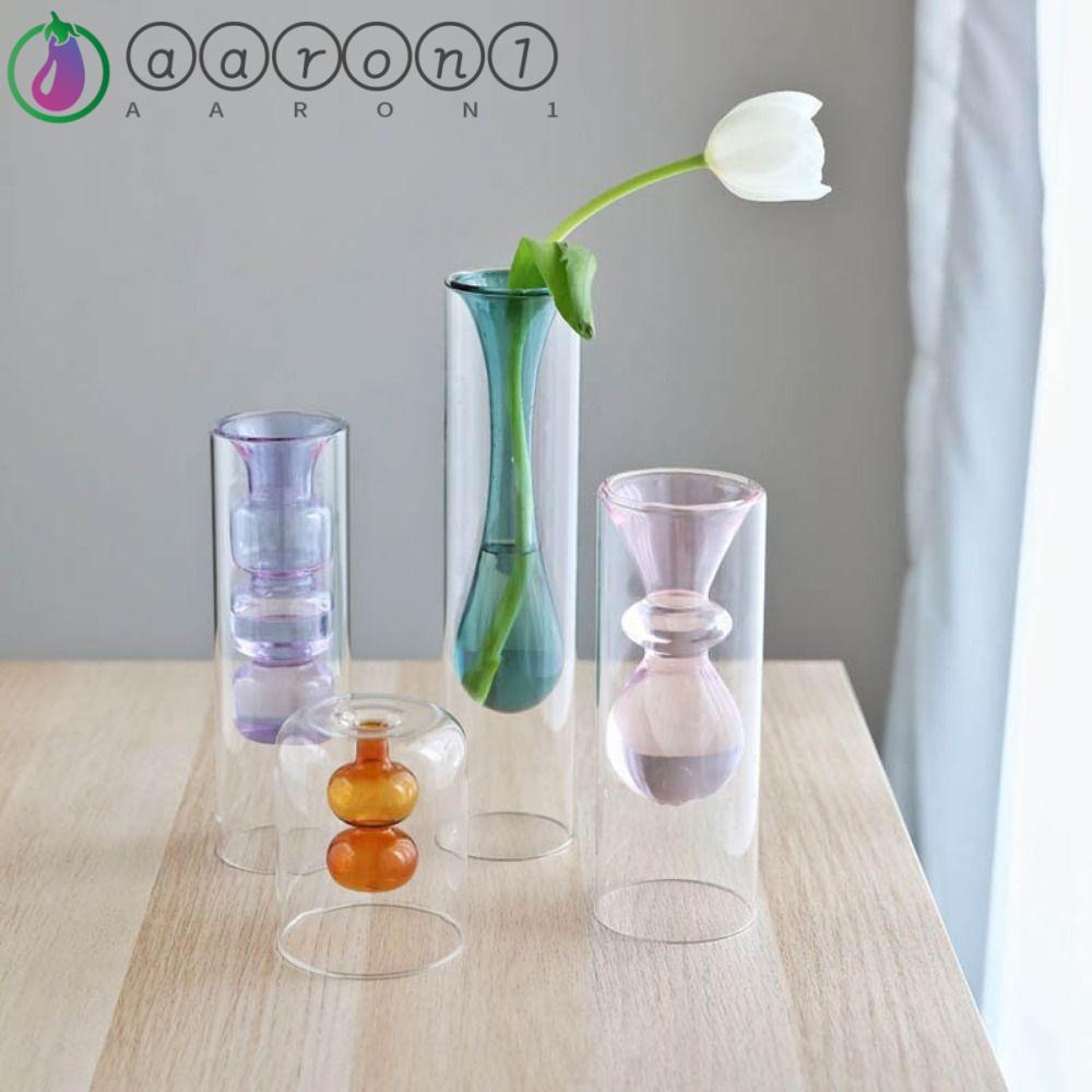 1 Bình Hoa AARON1 Trong Suốt Hai Lớp Hình Cầu Dùng Trang Trí Bàn