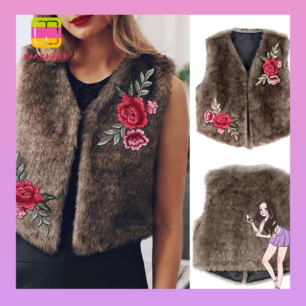 Áo Khoác Không Tay Giả Lông Dáng Ngắn Thời Trang Mùa Đông Cho Nữ