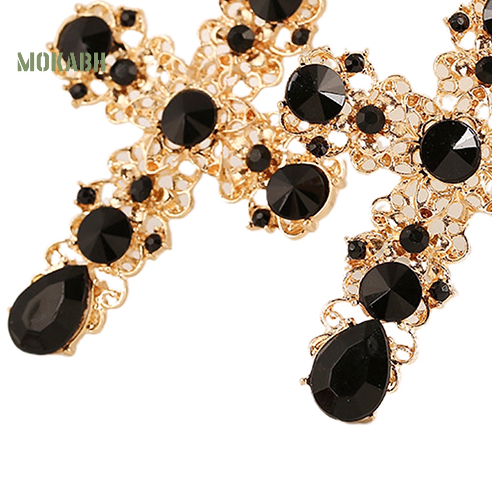 Bông Tai Dáng Dài Hình Thánh Giá Đính Đá Phong Cách Boho Thời Trang Cho Nữ