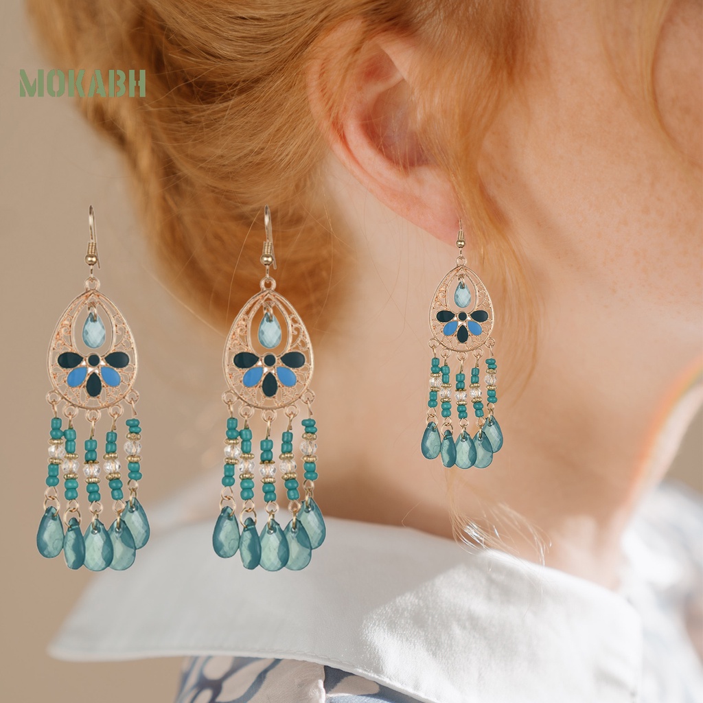 1 Cặp Bông Tai Kiểu Móc Tua Rua Theo Phong Cách Bohemian Vintage Dùng Trong Tiệc Cưới