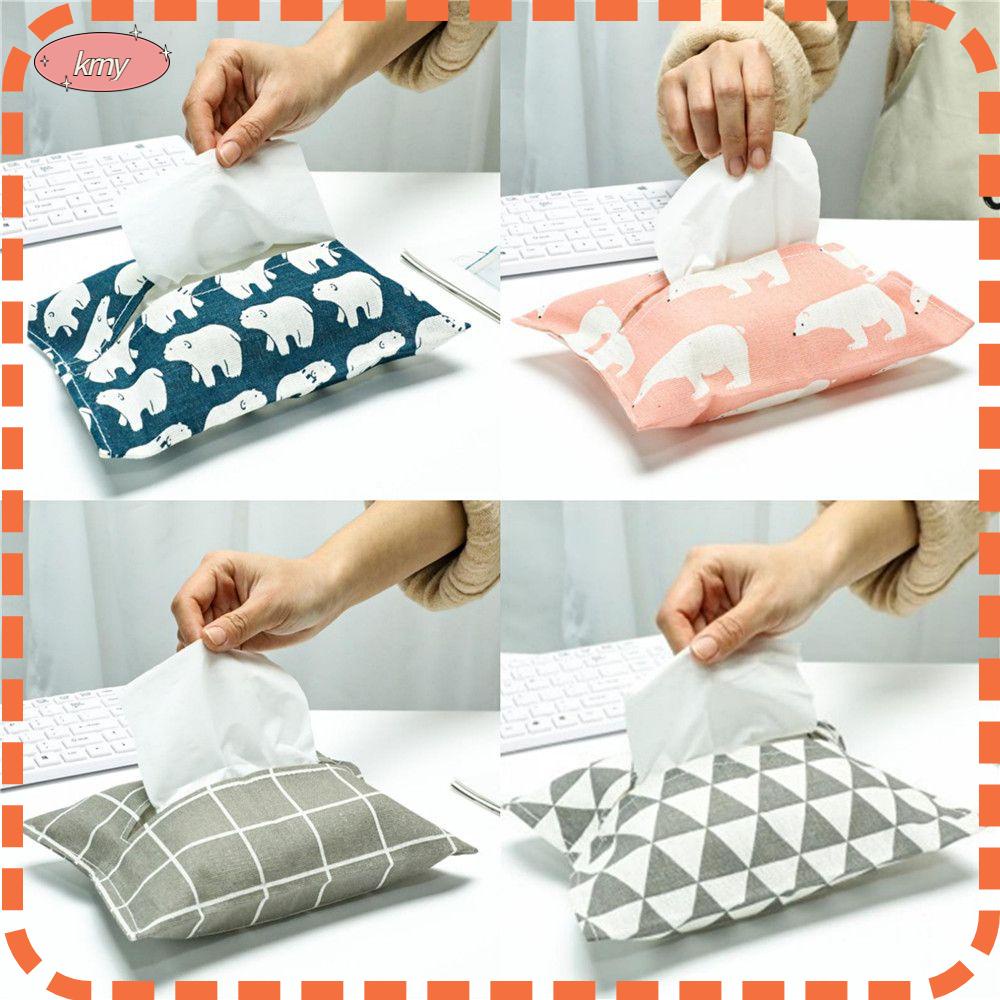 Túi đựng khăn giấy bằng vải lanh cotton xinh xắn phong cách Bắc Âu