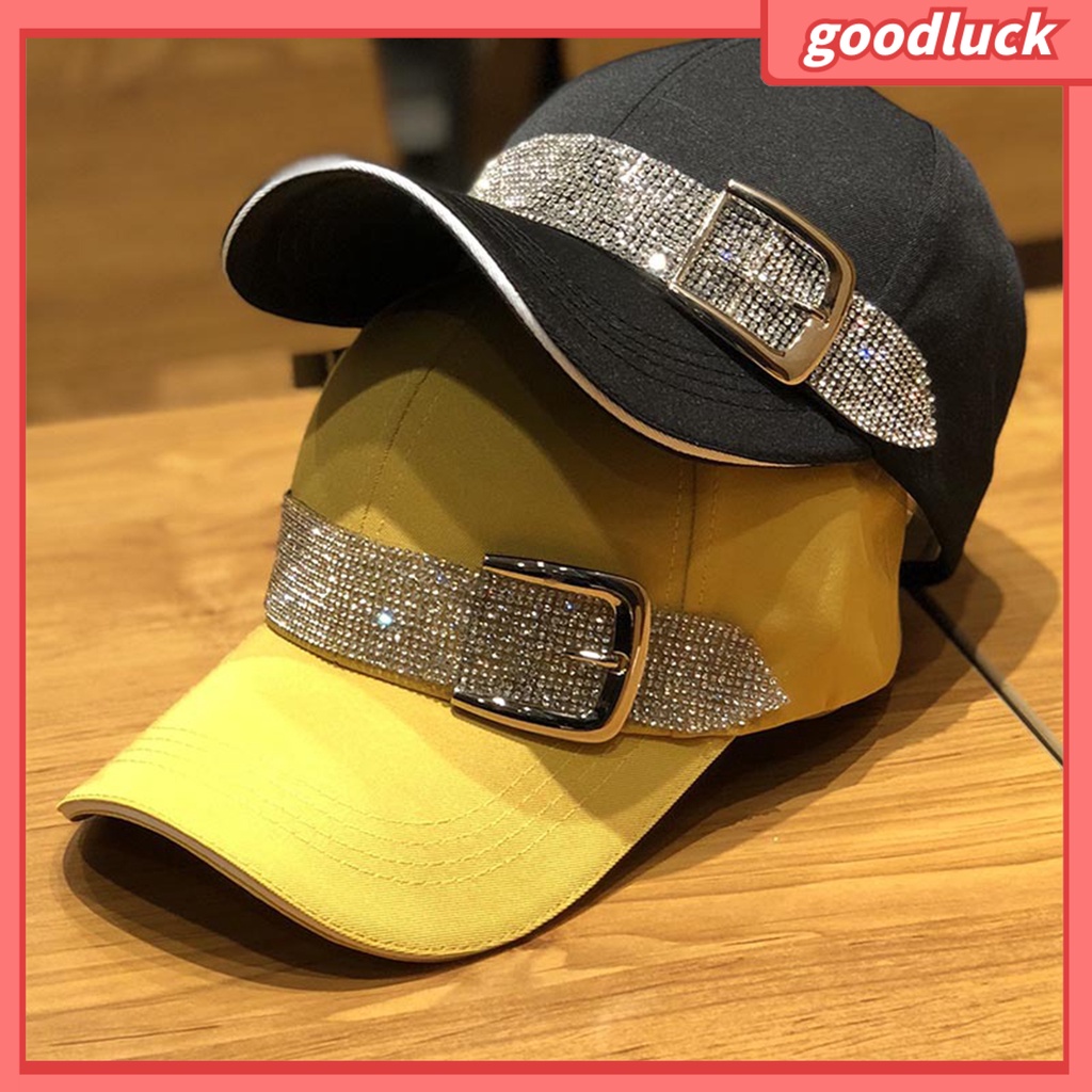 Mũ Lưỡi Trai Đính Đá Thoáng Khí Màu Sắc Tương Phản Phong Cách Hip Hop Thời Trang Cho Nữ