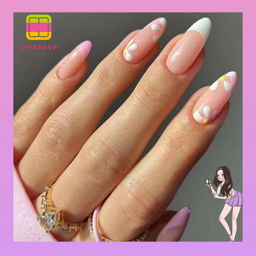 Hộp 24 Móng Tay Giả Có Thể Tháo Rời Che Phủ Toàn Diện Phong Cách Pháp