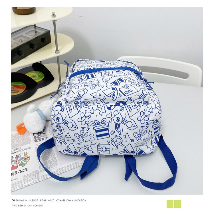 Ba Lô Đi Học Thoáng Khí Siêu Nhẹ Chống Mài Mòn In Họa Tiết Graffiti Đơn Giản Thời Trang Phong Cách Nhật Bản Cho Nữ