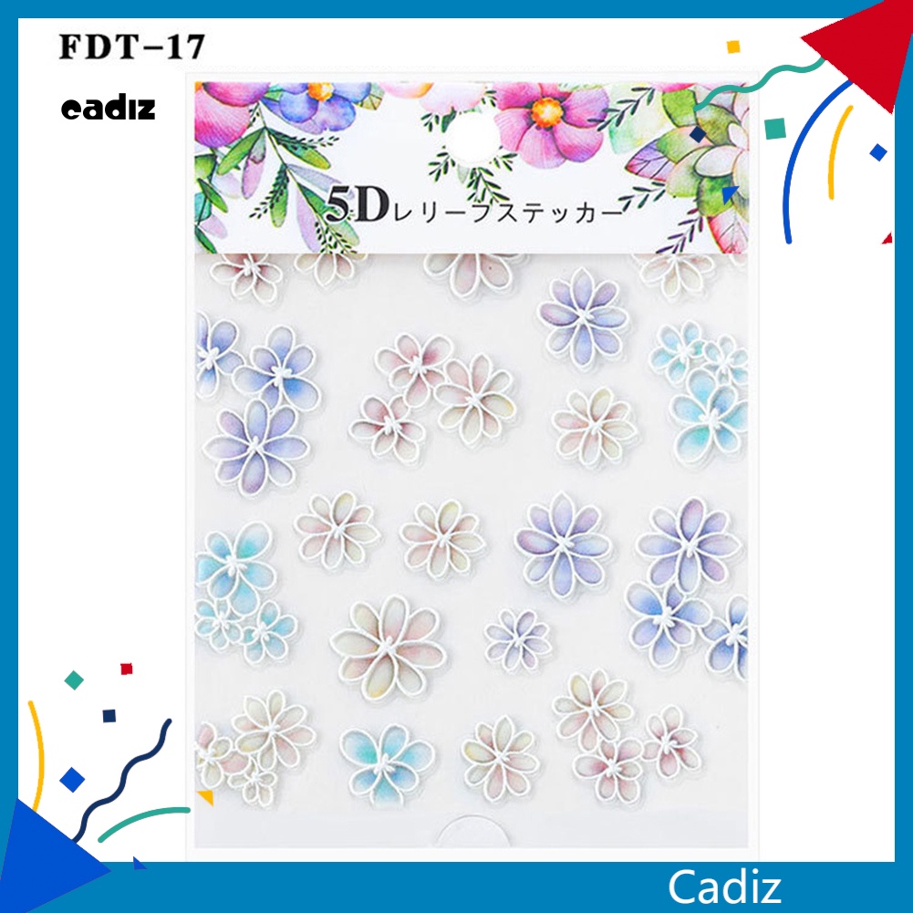 1 Tờ Miếng Dán Móng Tay Tự Dính Hình Hoa 5D