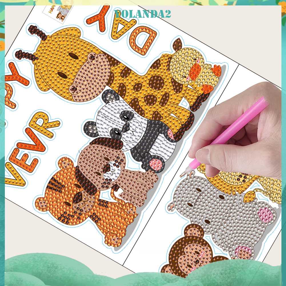 Set 2 Sticker Khảm Đá DIY Hình Động Vật Hoạt Hình Ngộ Nghĩnh Đáng Yêu