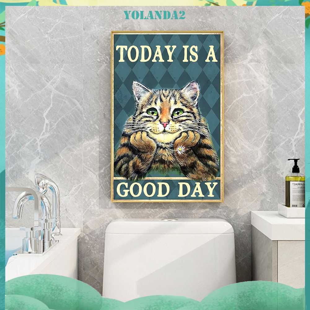 Tranh Đính Đá Kim Cương Toàn Bộ 5D DIY Hình Vẽ Mèo Và Chữ Trang Trí Nhà Cửa