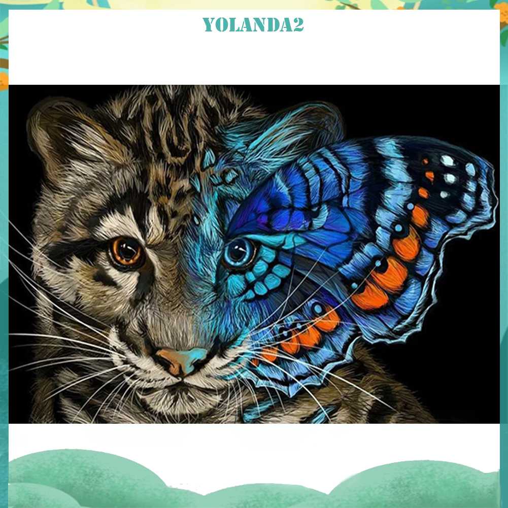 Tranh Đính Đá Kim Cương Toàn Bộ 5D DIY Hình Vẽ Mèo Trang Trí Nhà Cửa