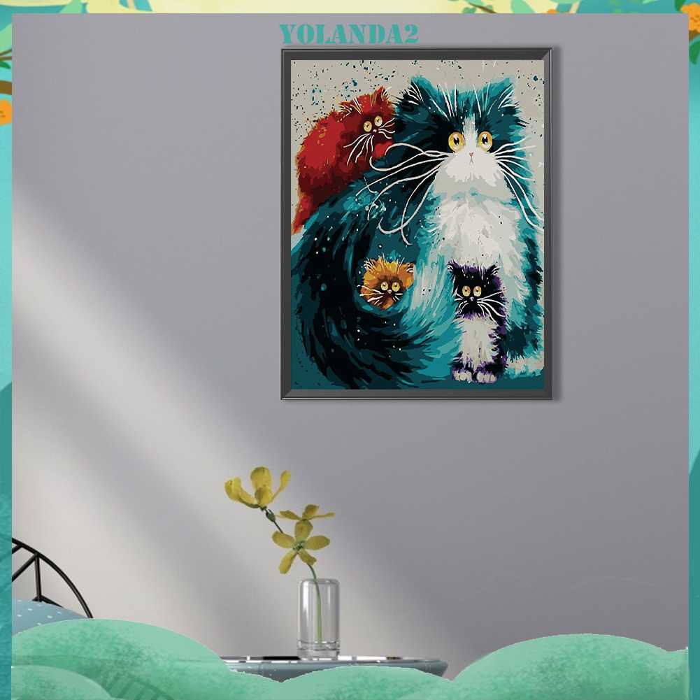 Tranh Đính Đá Kim Cương Toàn Bộ 5D DIY Hình Vẽ Mèo Trang Trí Nhà Cửa