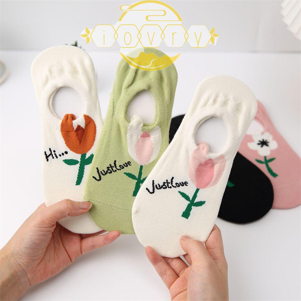 Đôi Vớ Thoáng Khí Màu Trơn Trang Trí Hoa Nhỏ Xinh Xắn Thời Trang Cho Nữ