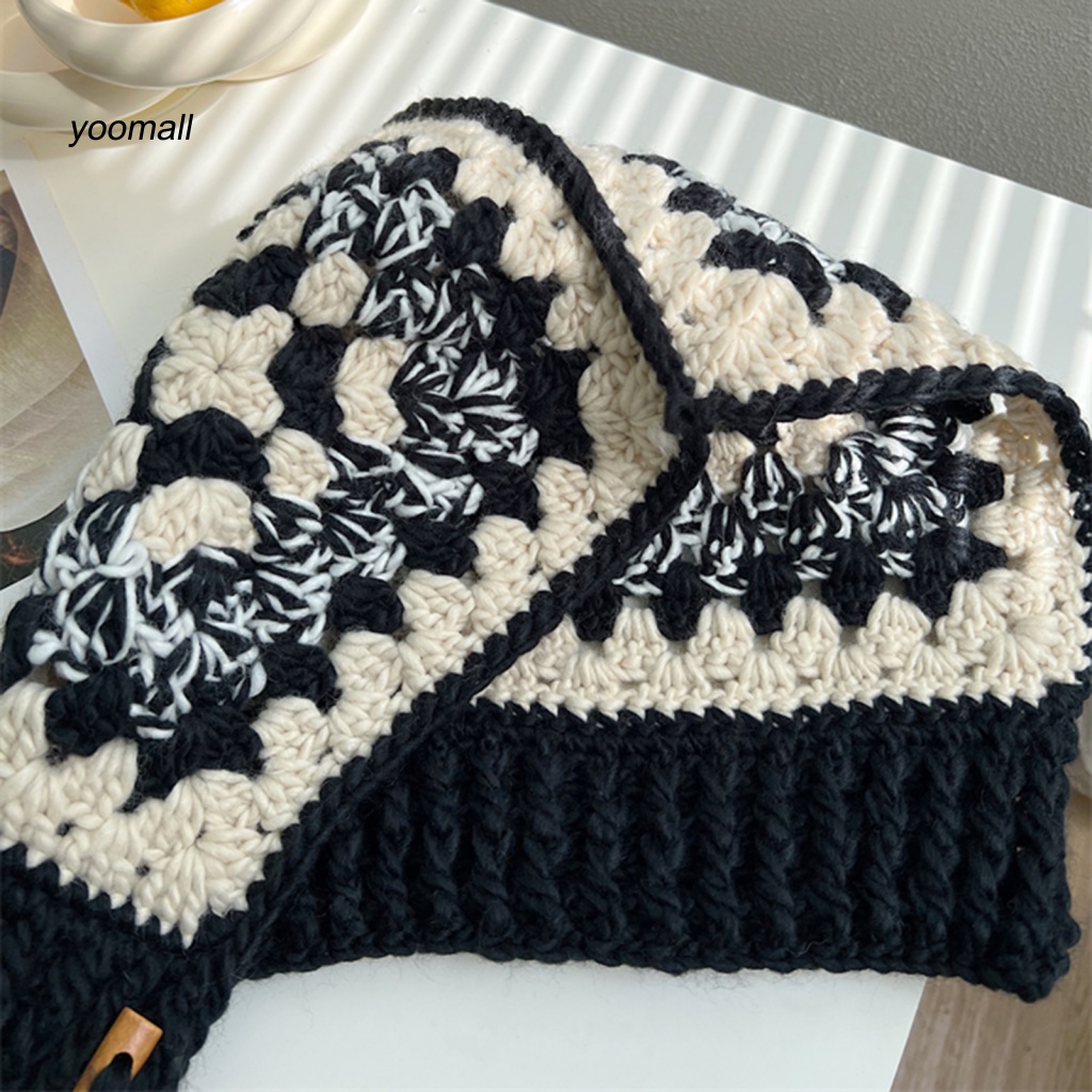 Mũ Len Đan Thủ Công Có Khóa Cài Bảo Vệ Tai 2 Trong 1 Màu Sắc Phù Hợp Cho Mùa Thu Đông