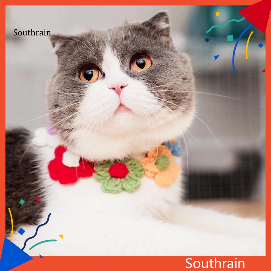 Vòng Cổ Len Dệt Kim Hình Hoa Tinh Tế Cho Thú Cưng