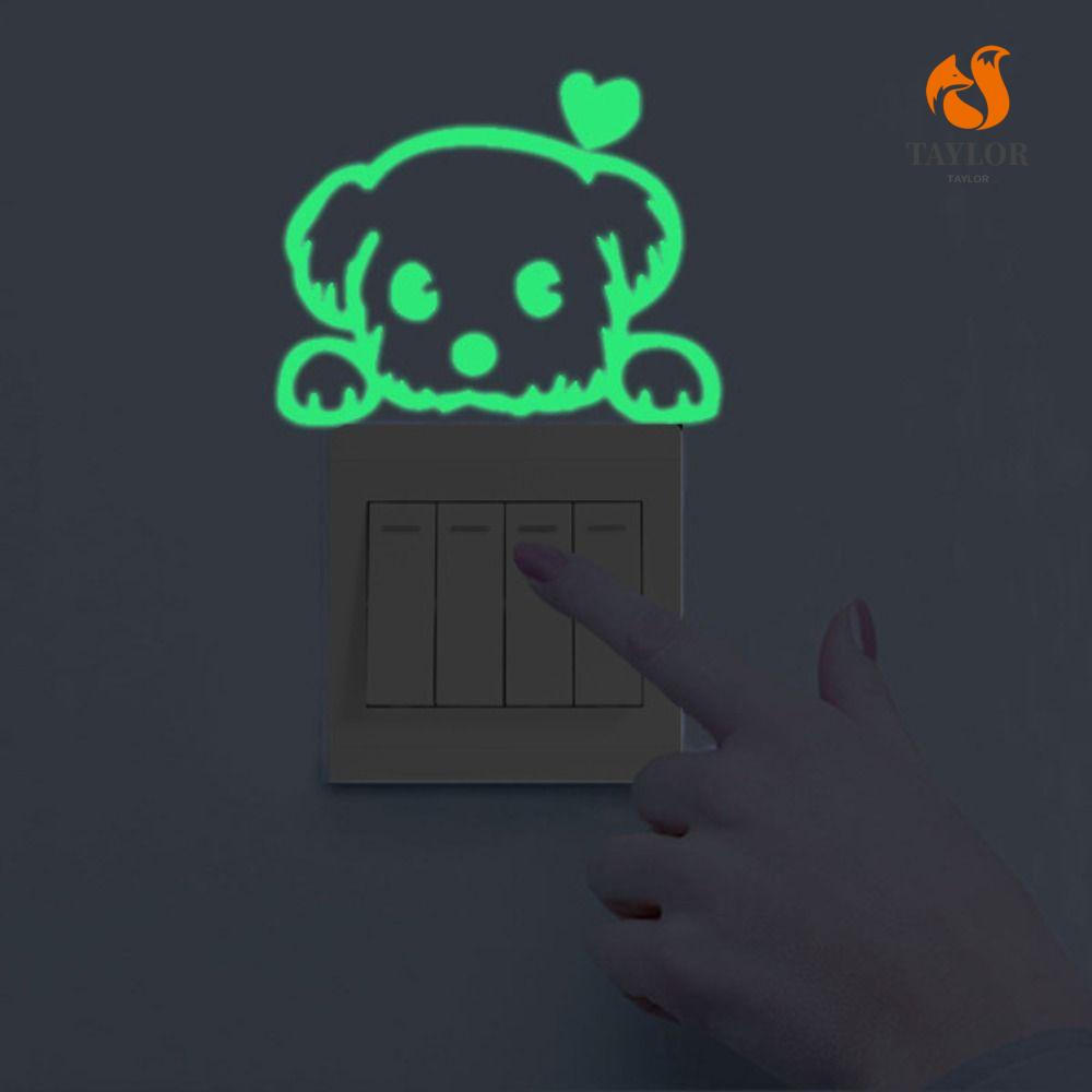 Giấy Dán Tường Dạ Quang Tự Dính Họa Tiết Mèo 3D Dễ Thương Trang Trí Công Tắc 1