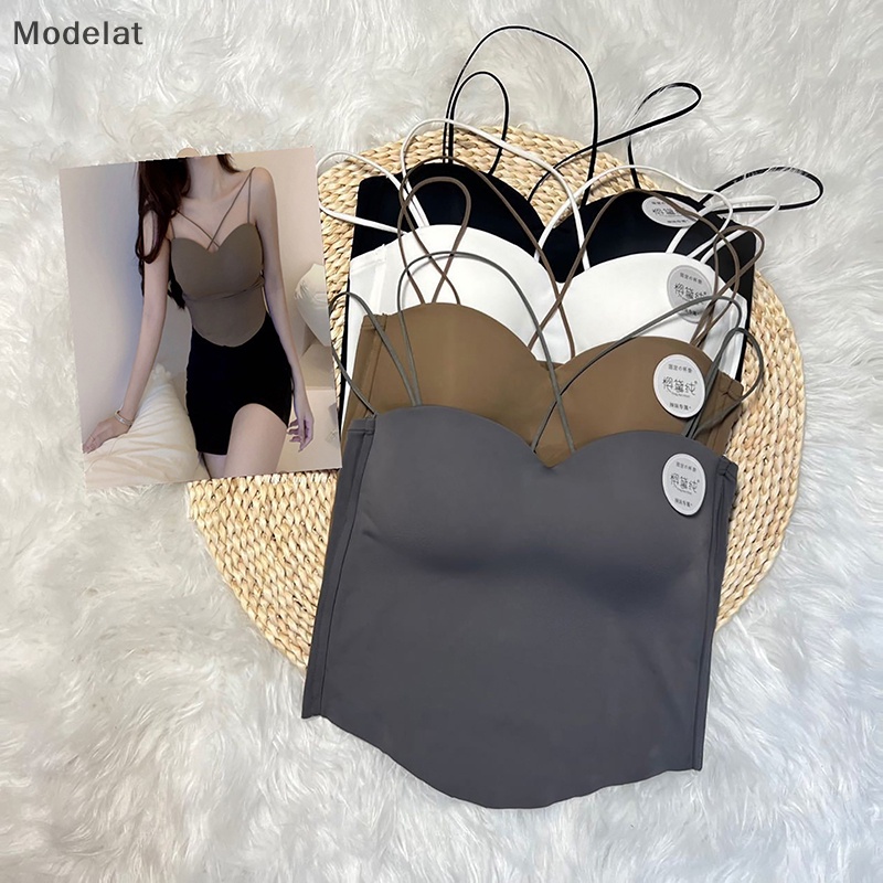 Mfc Áo Hai Dây Mùa Hè Có Mút Đệm Ngực Màu Trơn Gợi Cảm Cho Nữ