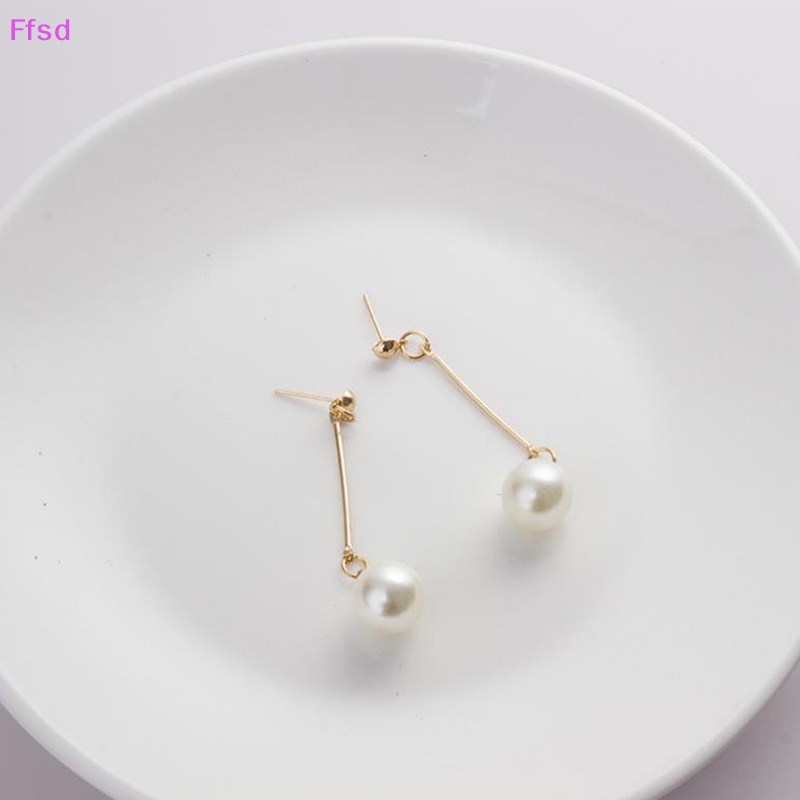 1 Đôi Bông Tai Dáng Dài Đính Ngọc Trai Nhân Tạo Màu Vàng Thời Trang Hàn Quốc Cho Nữ