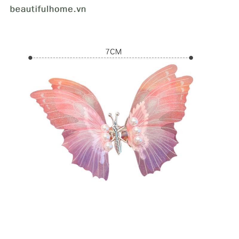 Kẹp Tóc Hình Cánh Bướm Đính Ngọc Trai Xinh Xắn Cho Bé Gái