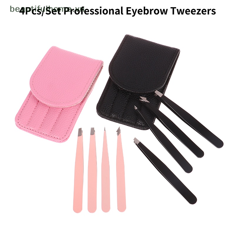 Set 4 Nhíp Nhổ Lông Mày Chuyên Dụng Cho Nối Mi